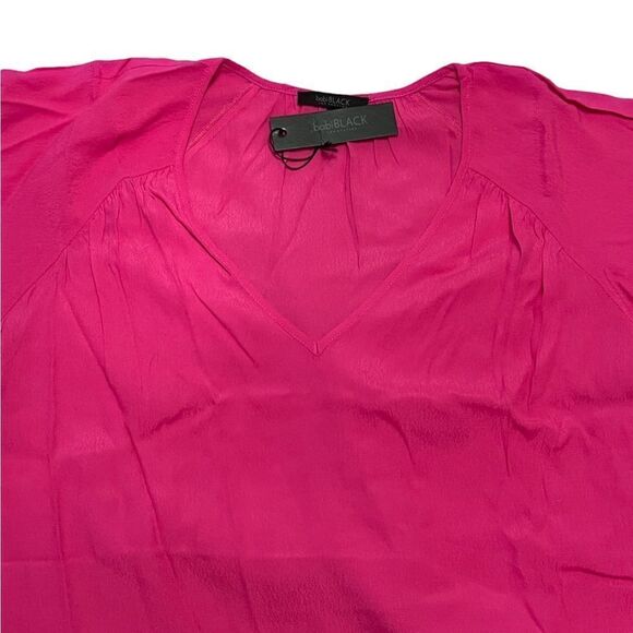 Bobi Black Fuschia V-Neck Flutter Short Sleeve Top Size M NWT - Picture 4 of 5